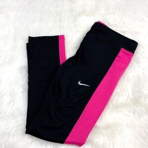 Nike Dri-Fit Essential XS Womens Running Crop Pants Black Pink